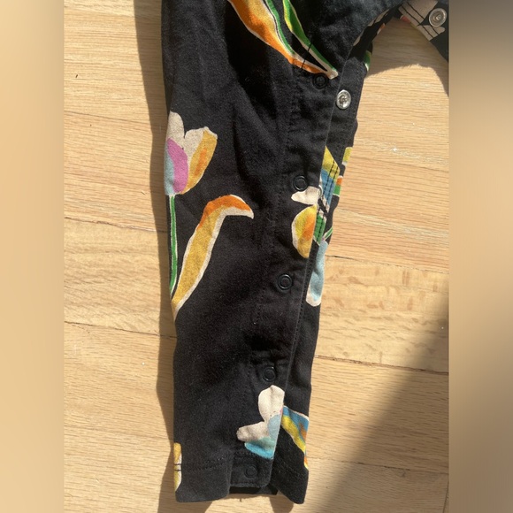 Tea Collection black & white with painted florals romper - Picture 3 of 4